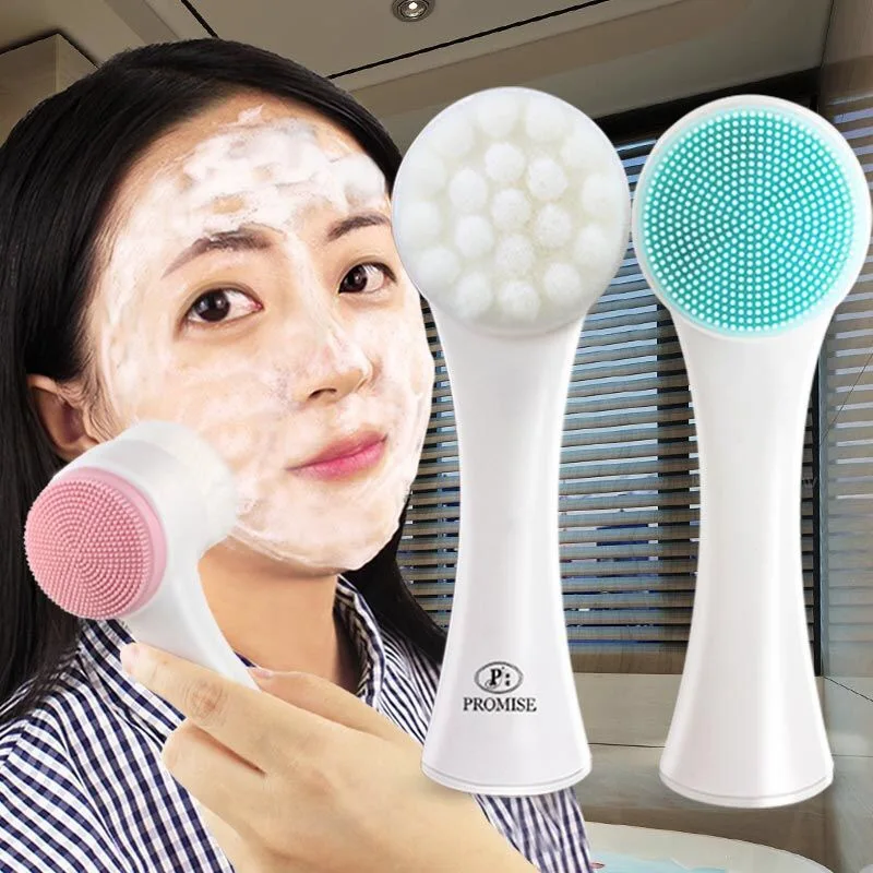 

3d silicone face brush Manual Beauty tools Facial Cleanser Soft bristle Cleaning brush Double-sided massage brush, 2 colors