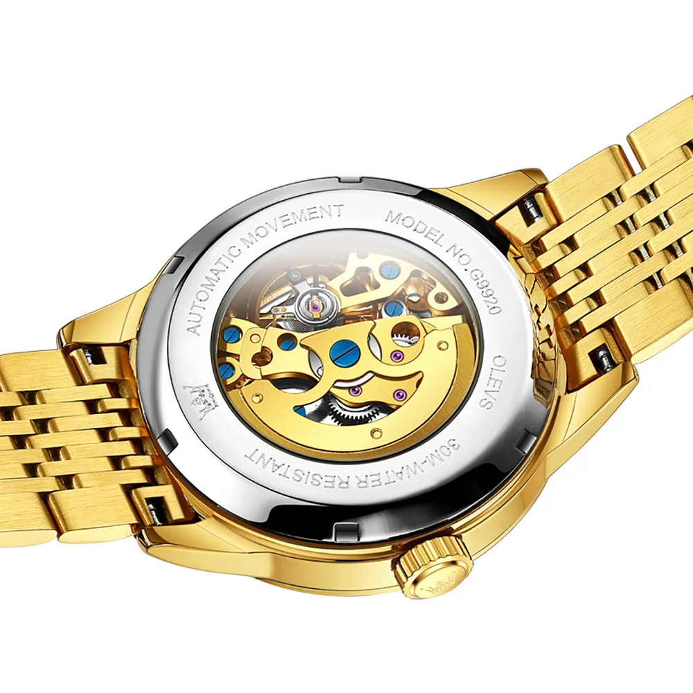 

OLEVS 9920 OEM Custom logo Tourbillon watches automatic movement watches stainless steel mechanical men's wrist watch