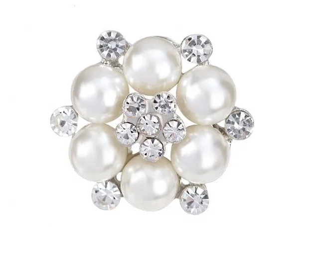 

XILIANGFEIZI Factory Direct Korean Style Beautiful Diamond-Studded Woman Alloy Rhinestone Pearl Brooches, Silver