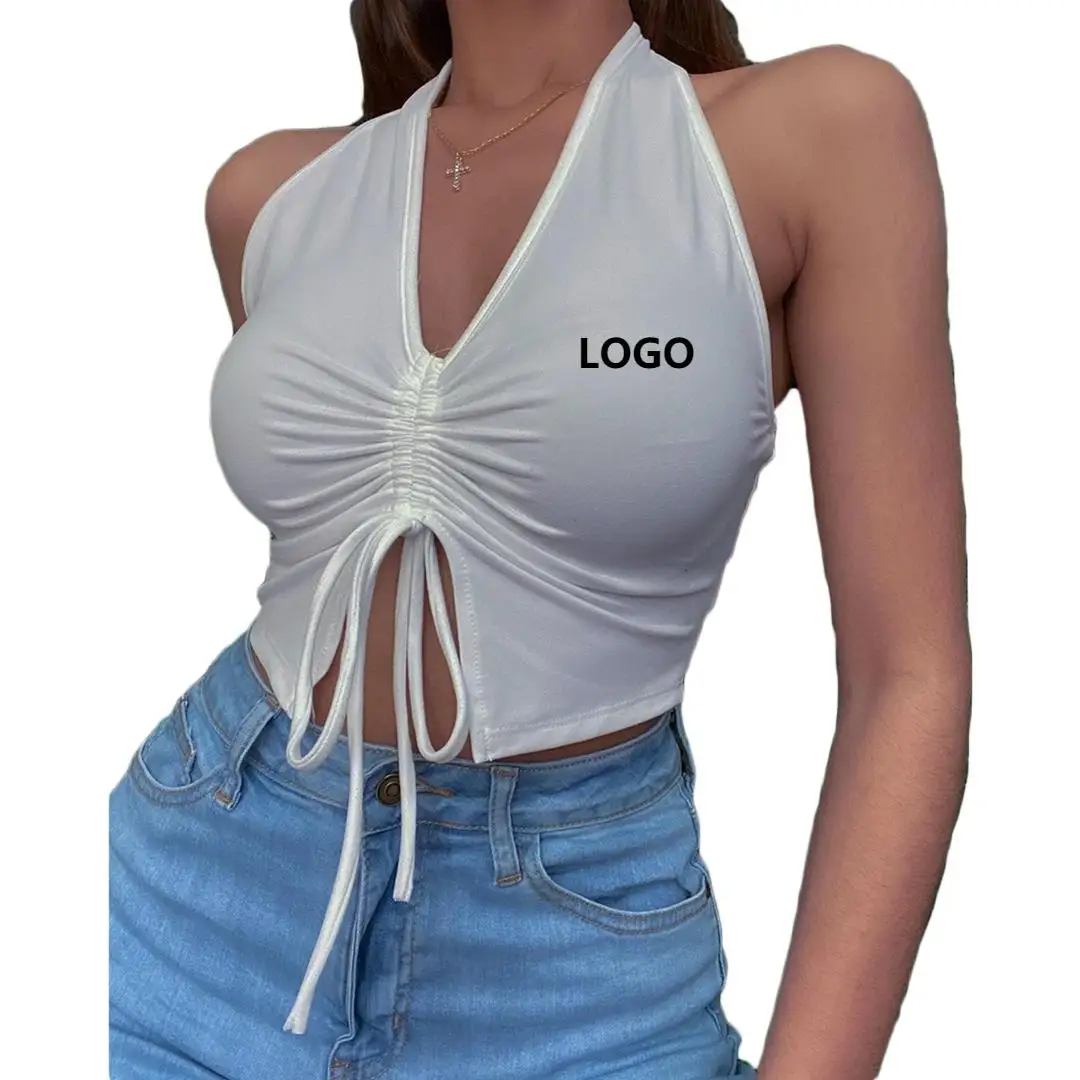 

Sexy drawstring t shirts women blouses tops lady sleeveless off shoulder, Pink,black ,white and blue
