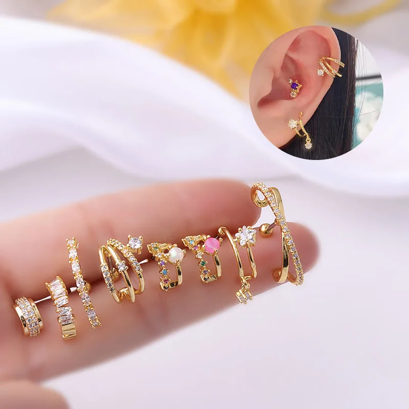 

2021 Trend Piercing Stud Earrings Ear Cuffs Semicircular Arc Stainless Steel Earrings Jewelry