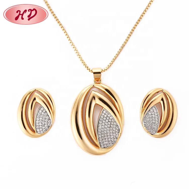 

Wedding Wear Design Accessories Handmade Earring And Necklace Set Luxury 18k Gold Jewelry Sets