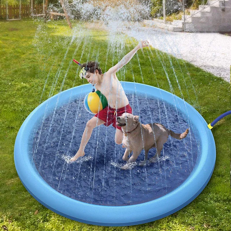 

Amazon Inflatable Pet Water Play Mat Outdoor Inflatable Dog Sprinkler Water Toy Bath Splash Pad For Dog Cat