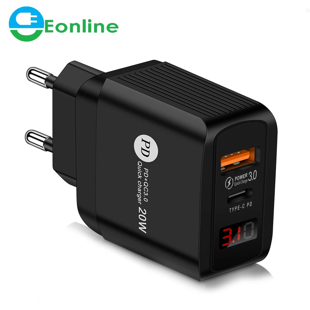 

EONLINE PD 20W USB Type C Charger EU US UK Adapter Fast Phone Charge For Phone Quick Charge 3.0 QC USB C for Xiaomi