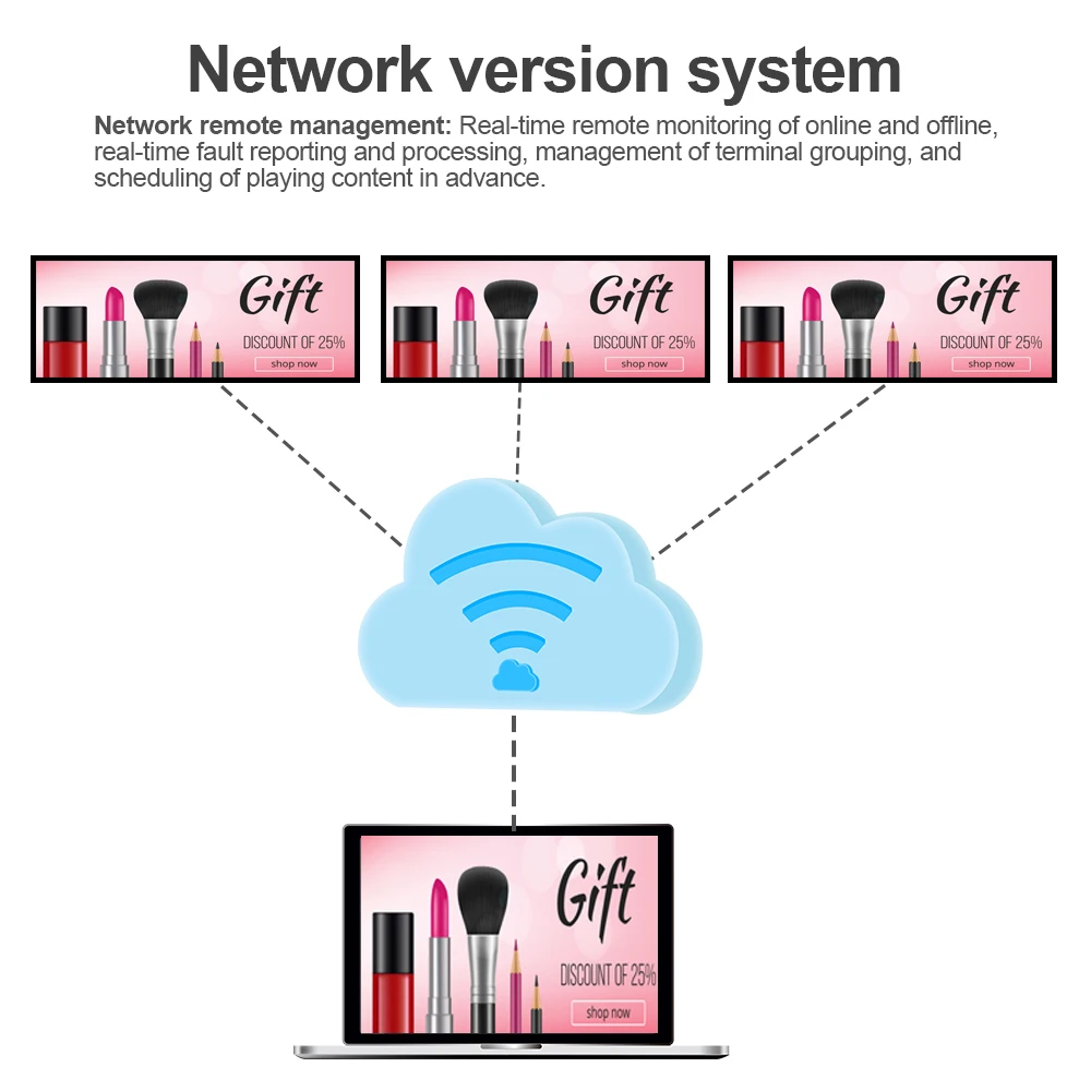 38.5 inch ultra wide stretched bar lcd monitor commercial screen shelf advertising display