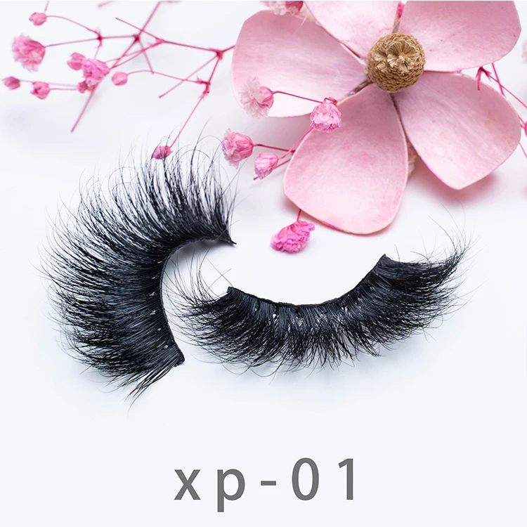 

XP 2020 wholesale private label three-dimensional strip lashes Black terrier natural bulk mink eyelashes customize eyelash box