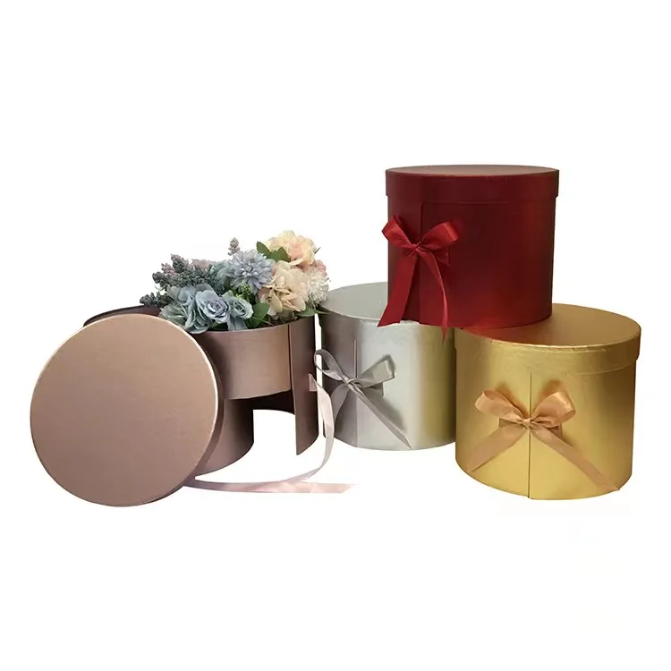 

Wholesale heavy metal round 2-layer rotating flower gift box