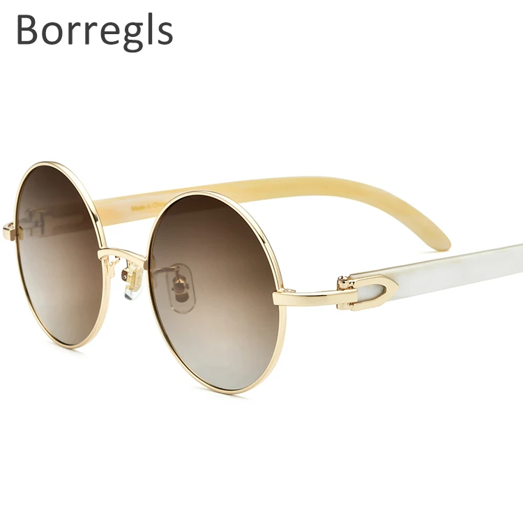

Borregls High Quality Buffalo Horn Sunglasses Men Round Luxury Sumptuous Oval Eyewear Buffs Eyeglasses Sun Glasses 10063