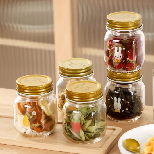 

Sealed clear glass bottle kitchen storage jar