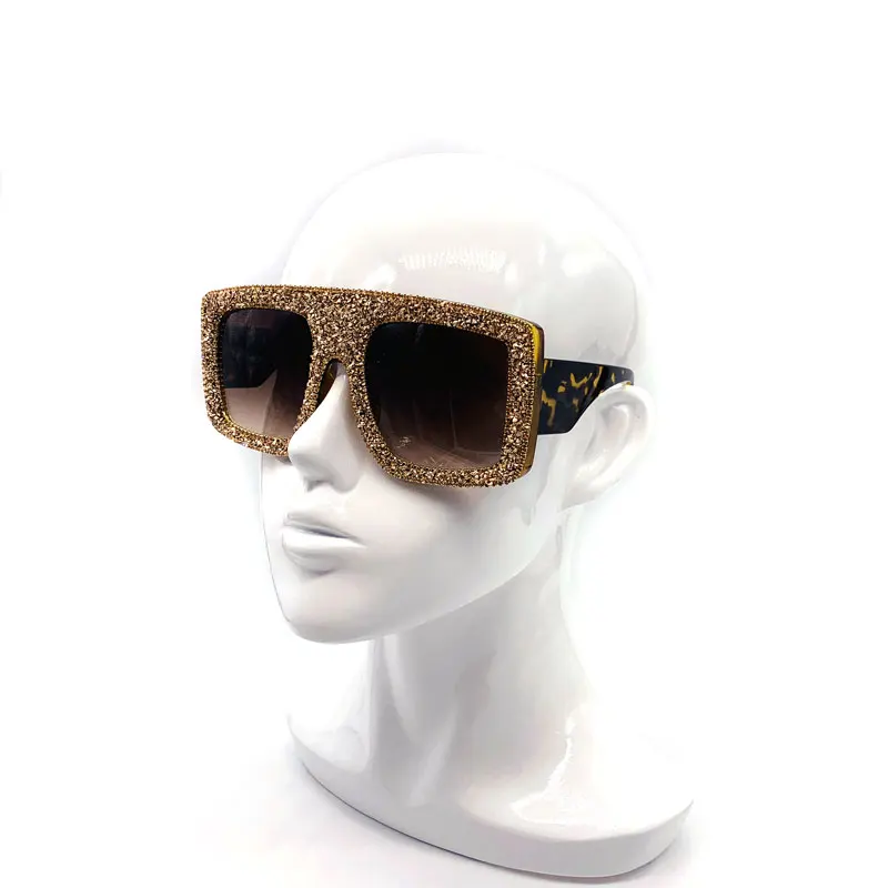 

New Handmade Bling Big Frame Diamond Luxury Women Crystal Sunglasses, 3colors