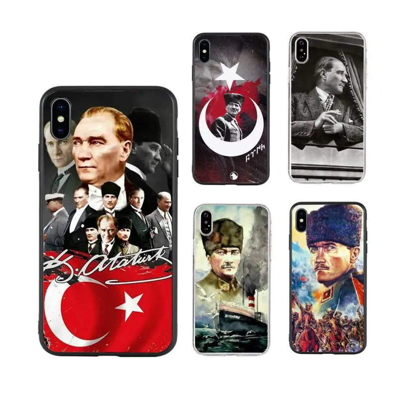 

Turkey Mustafa Kemal Ataturk hot selling cute art Phone Case for iPhone X XR Xs Max 11 11Pro 11ProMax 12 12pro luxury fundas, Black/transparent