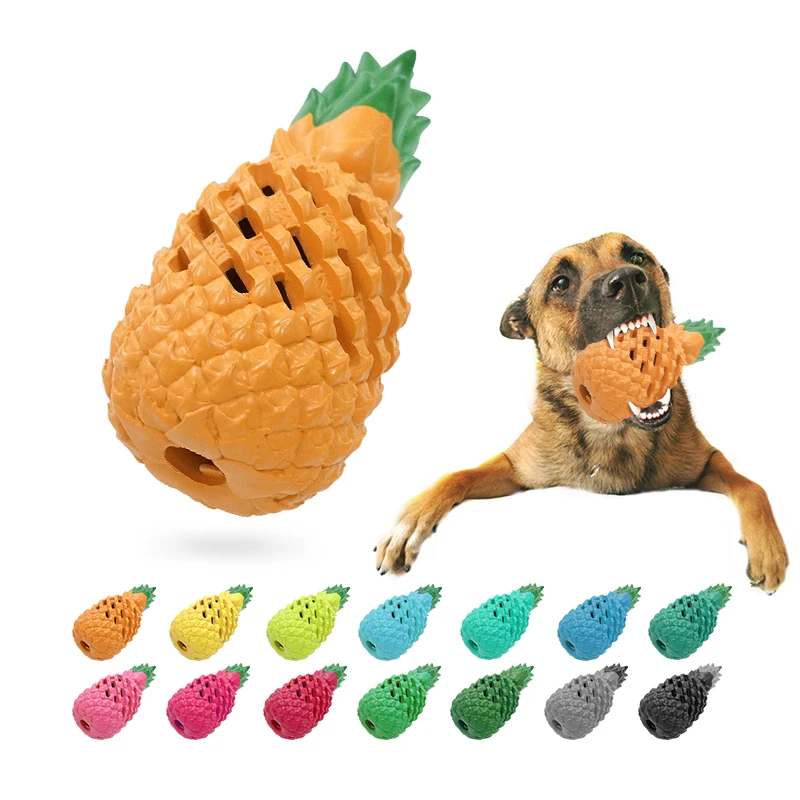 

Luxury Indestructible Pet Durable Rubber Chew Pineapple Teeth Cleaning Cute Toys For Dogs