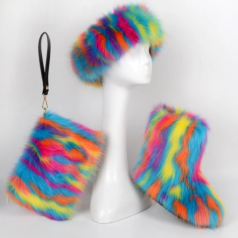 

High quality fur headband and boots winter fur boots sets, Requirement