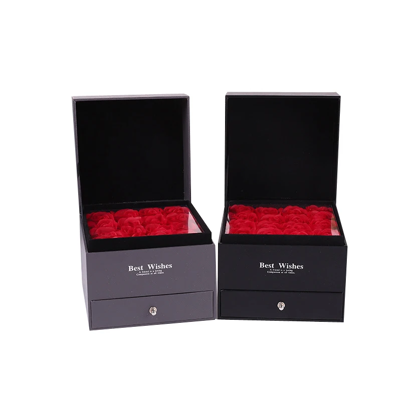 

Elegant Red Rose Gift Drawer Jewelry Box Pendant Necklace Packaging Box