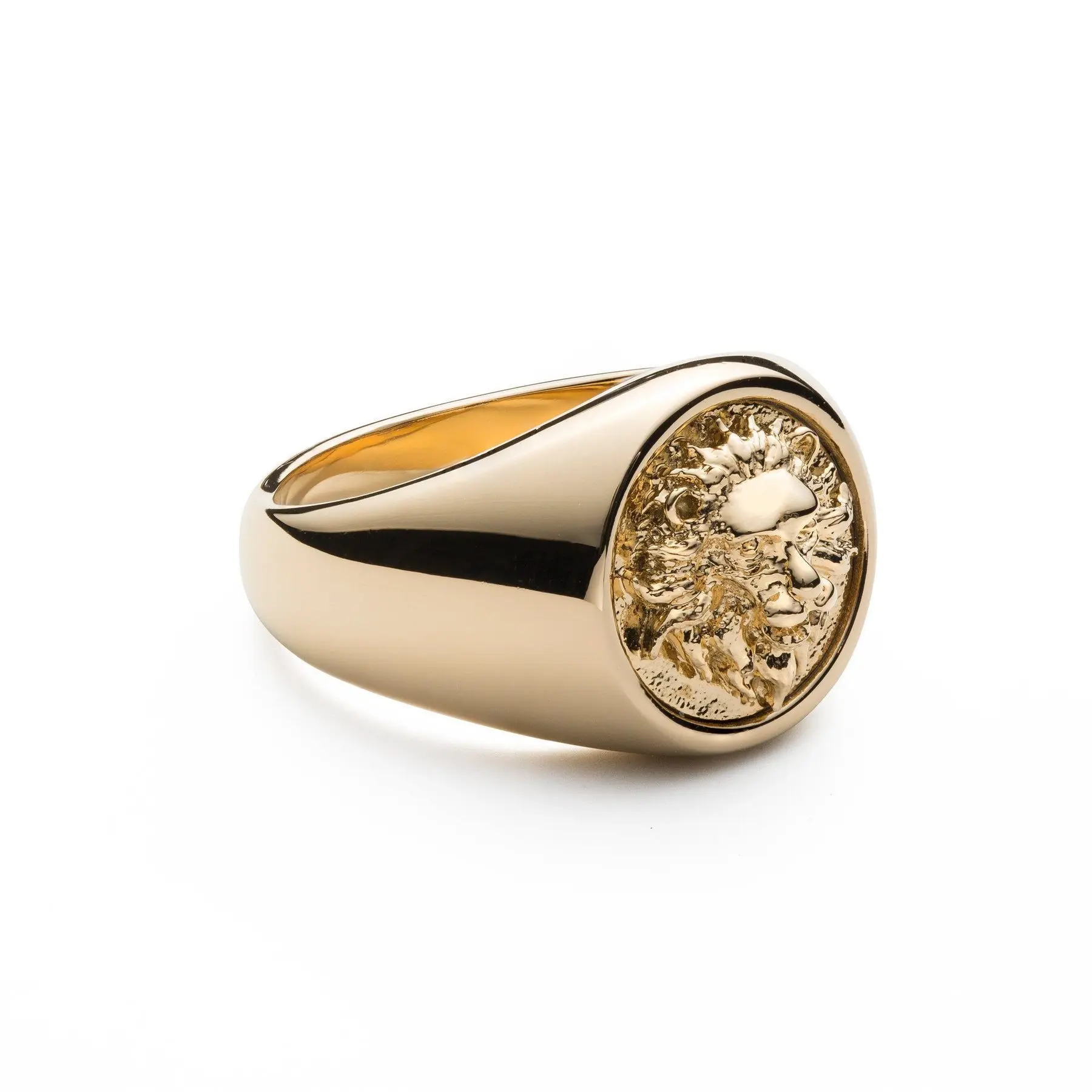 

Classic Simple Minimal Punk Gold Plated Stainless Steel Jewelry Animal Lion Head Signet Men's Rings 2023