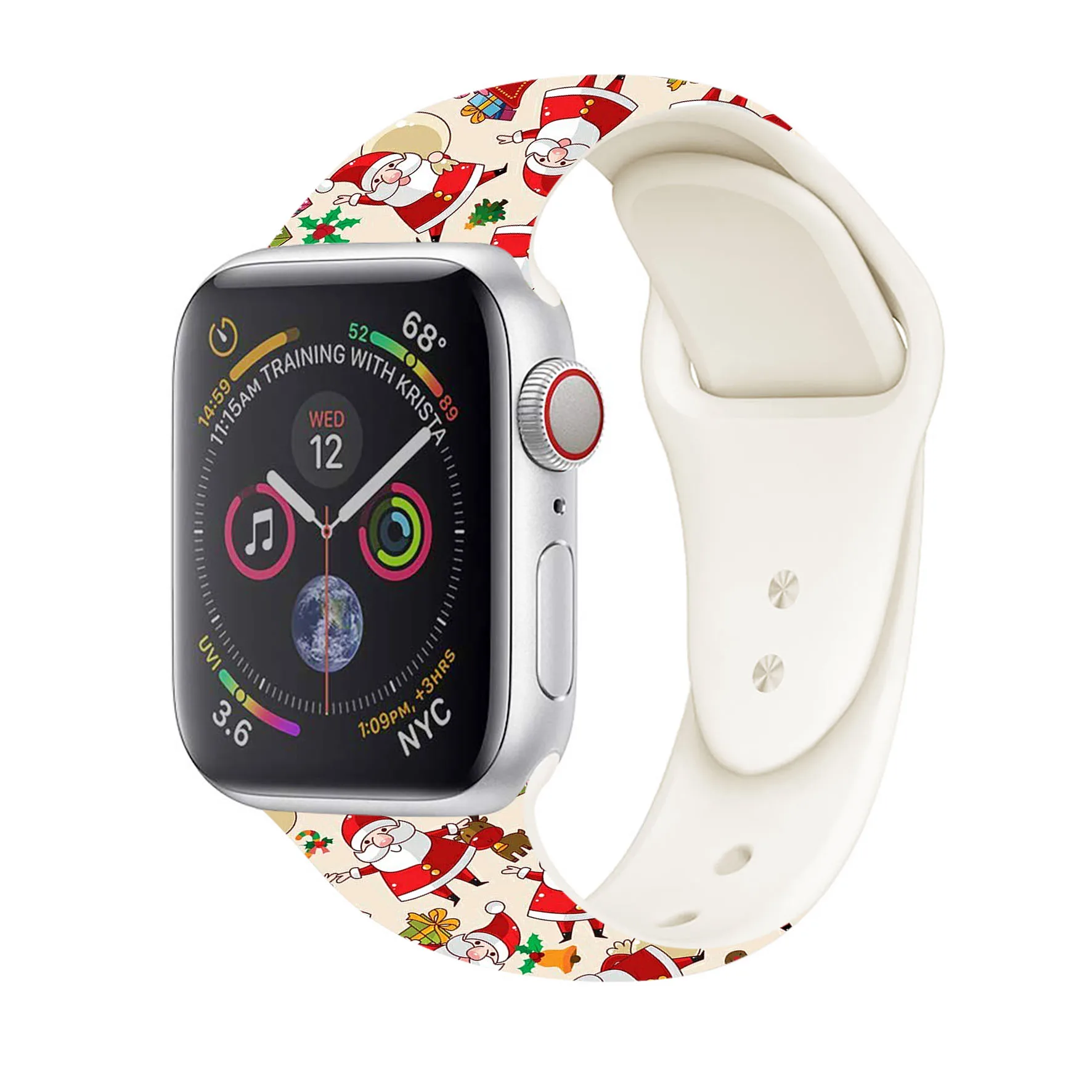 

Watch Strap China Manufacturing Fashion Luxury Classic 42mm Christmas Pattern Silicone Watch Band For Apple, Optional