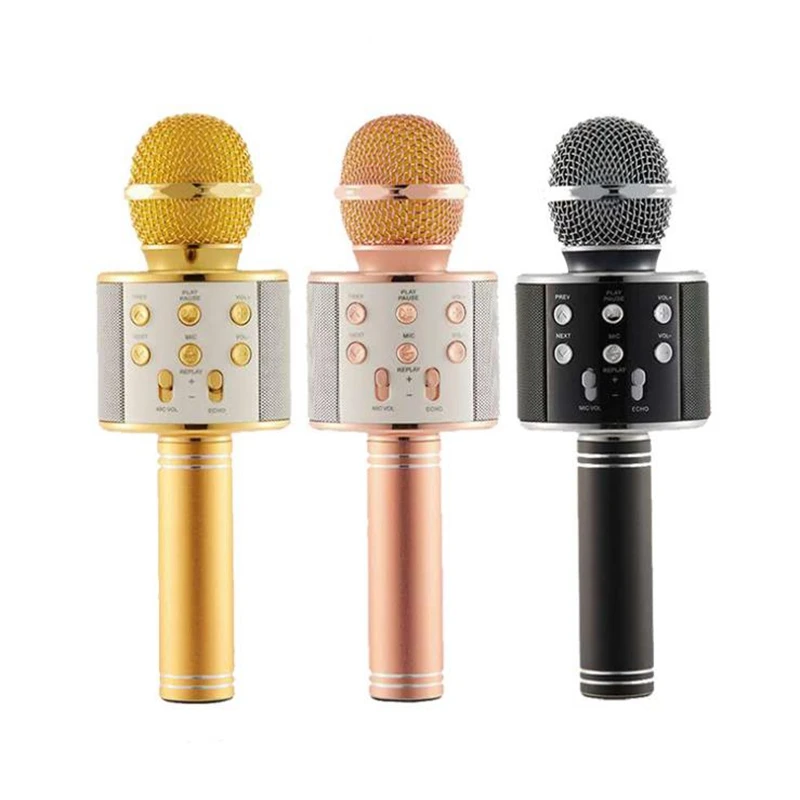 

WS858 USB Portable Handheld KTV Children Toy Mobile Sing Microphone With Speaker For Kids For iPhone SE 2 11 Pro