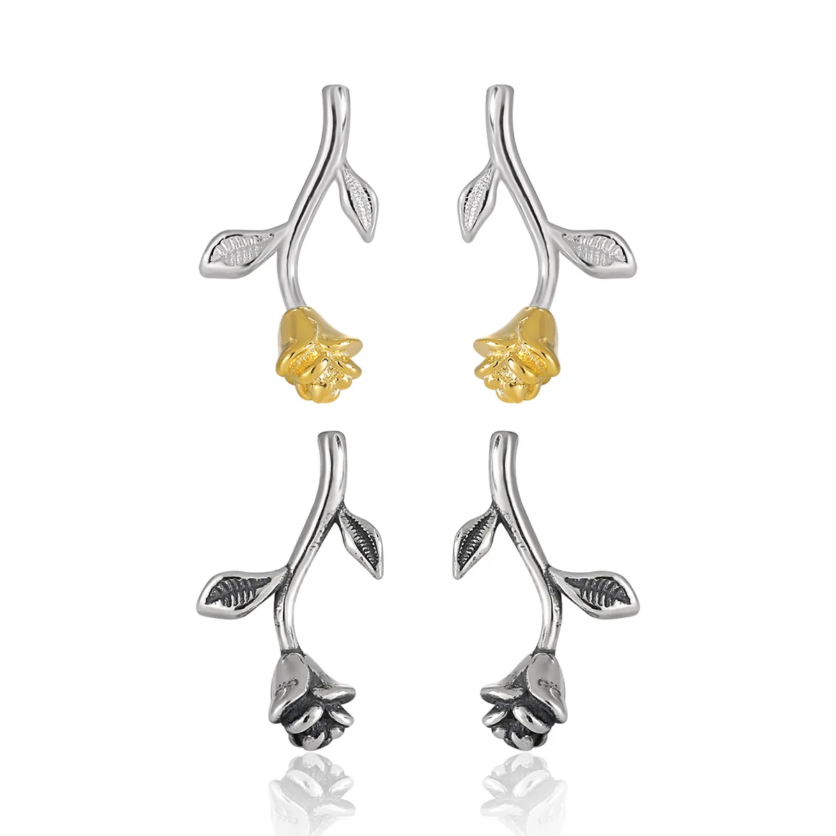 Fashion Popular Design 925 Sterling Silver Rose Flower Shape Stud Earrings for Women Party Jewelry Gifts