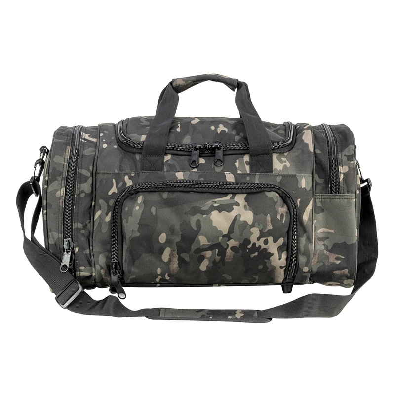 

FBA Large Camo Tactical Shoulder Bag Sports Polyester Gym Duffel Bag Weekend Carry Strap Tote Duffle Custom Waist Bag, Black multicam-custom waist bag