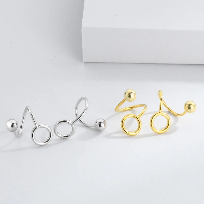 

New Arrival High Polished Twist Circle Screw Stud Earrings 925 Sterling Silver Round Stud Earrings