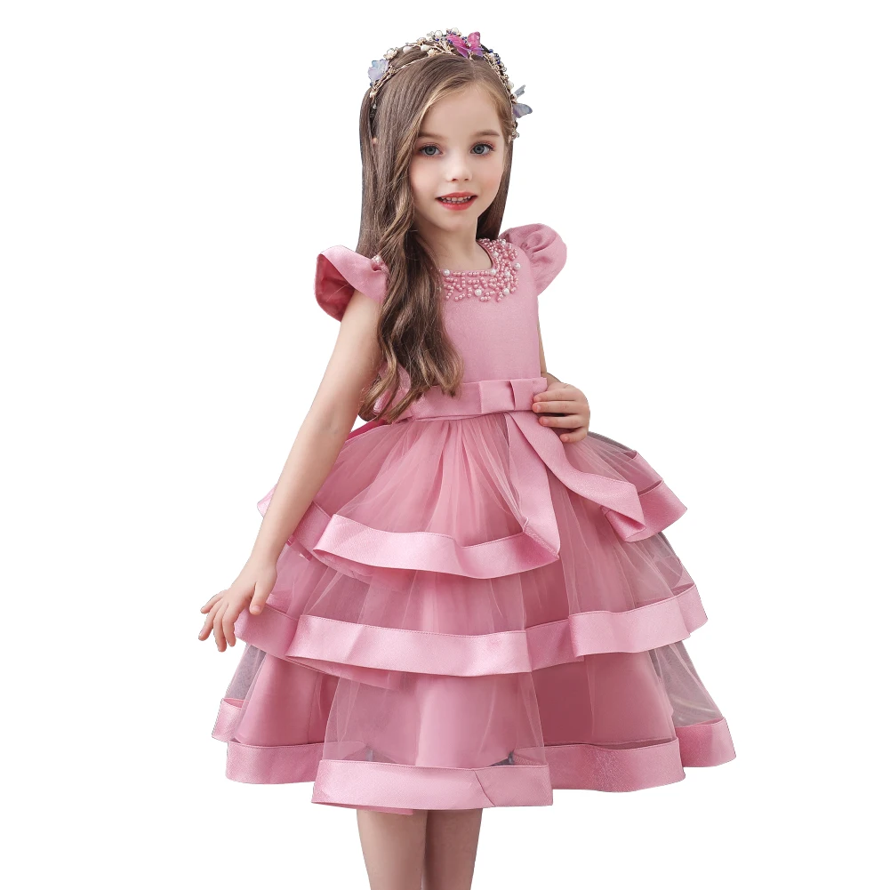 

Hot selling multi-layered baby girl birthday dresses cotton girl princess party dresses for 0-8 Y girls tutu dress for party