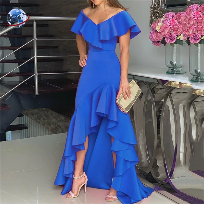 

Eco friendly new In stock Shein V-neck dress with high quality, Blue