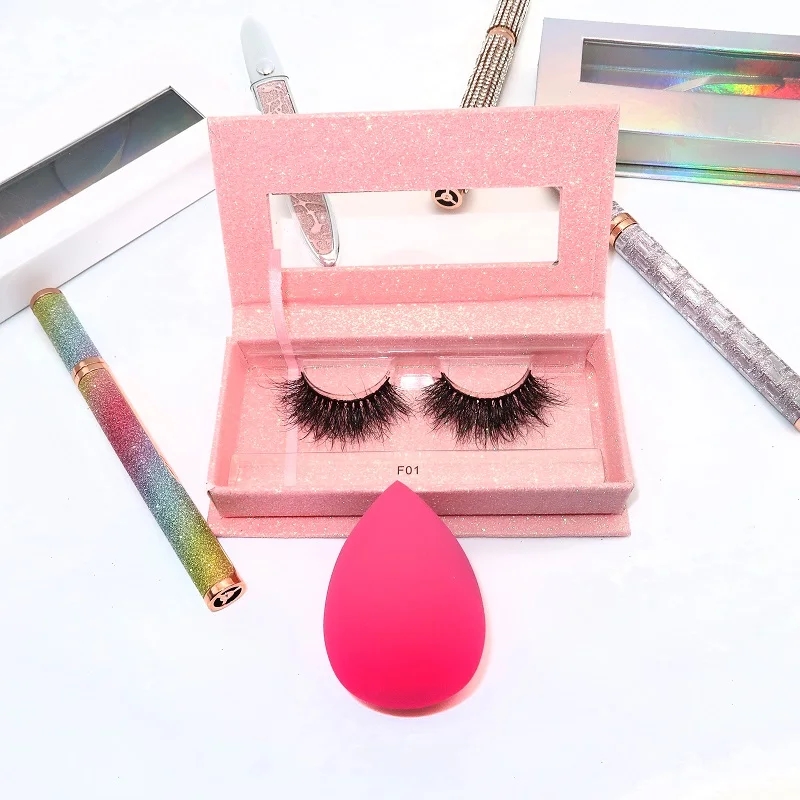 

Pink rectangle magnetic glitter eyelash packaging 2021 new lash style Fluffy mink eyelashes with custom service-buy mink lash