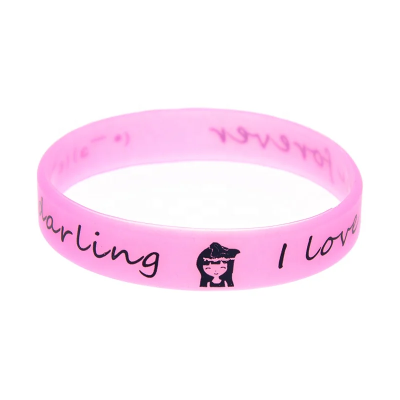 

1PC I love you forever darling Silicone Bracelet Adult Size 5 Colors Glow in Dark