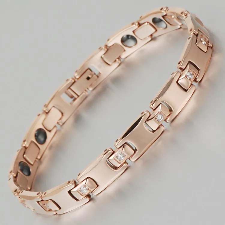 

Energinox wholesale fashion bio healthy high polished rose gold plated tungsten germanium bracelet