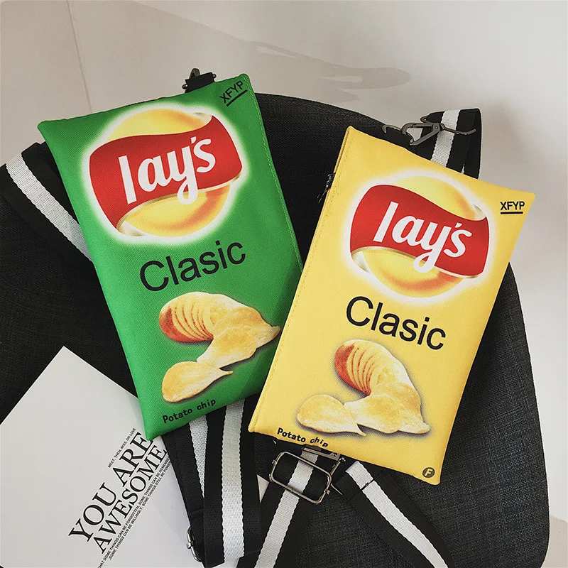 

Cute Funny Printing Potato Chips Crossbody Handbag Mini Messenger Shoulder Bag Girls Envelope Bags Party Purse