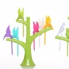 Christmas tableware Dinnerware Sets Creative Tree+Birds Design Plastic Fruit Forks 1 base +6 Forks Vegetable Fork
