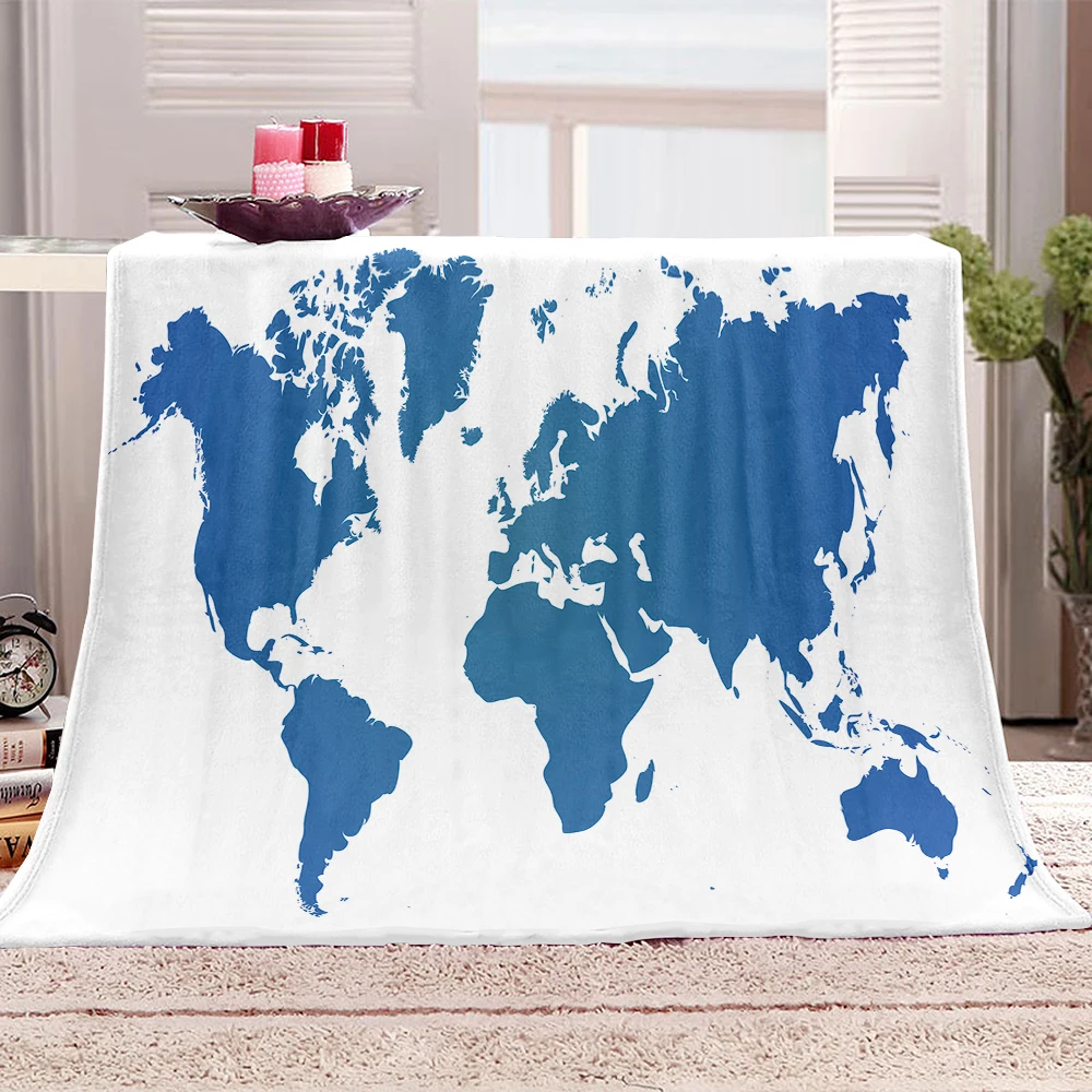 

Modern Personality Home Decoration Blanket Blue Map Custom Photo Digital Printing Flannel/wool Warm Baby Blanket 130*100cm