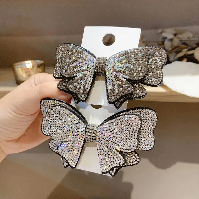 

High Quality Luxury Retro Hairpins Fashion Bow-knot Shiny Hair Clips Women Hair Accessories, Picture shows