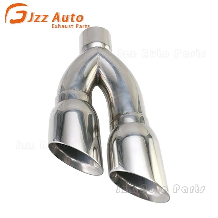 

JZZ double exhaust pipe 80mm inlet Auto car exhaust tip 102mm slant outlet muffler tailpipe