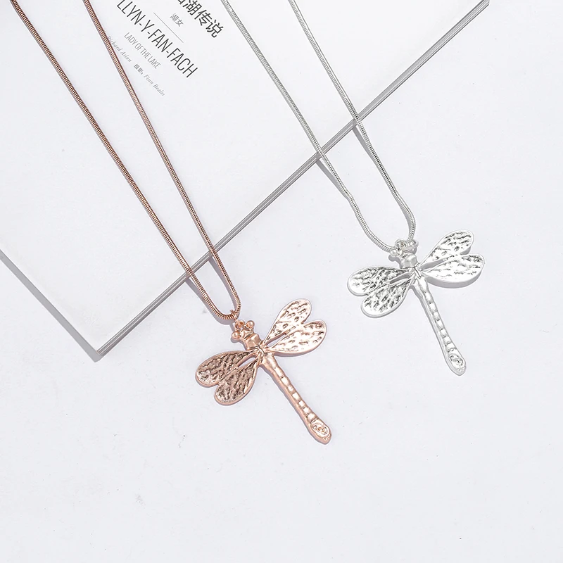 

TongLing latest designer necklace silver plated dragonfly animal Y necklace for women girl