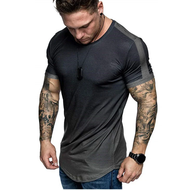 

2021 Customized Logo Men Fitness Sublimation Blank Black sweat men's T- Shirt