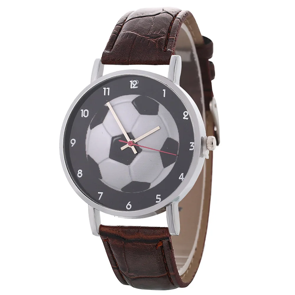 

Football Pattern Simple Girls Quartz Watches Fashion Business Leather Band Watch For Women