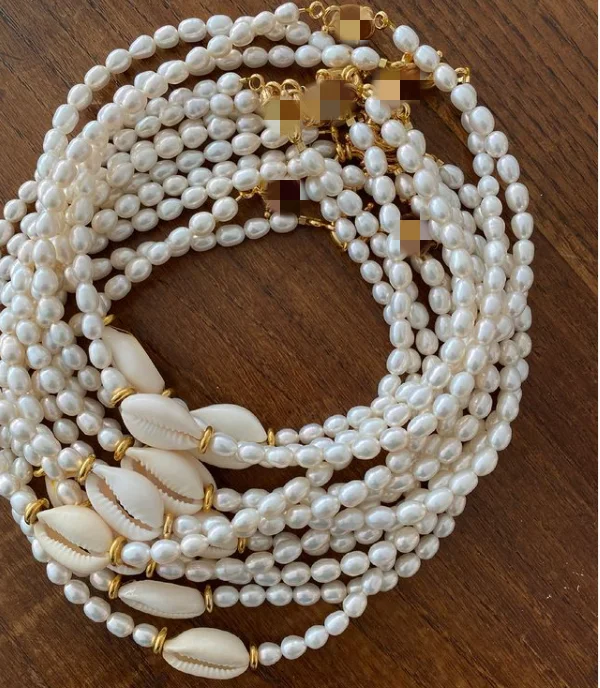 

Handmade shell Choker Necklace Natural fresh water pearl necklace for women