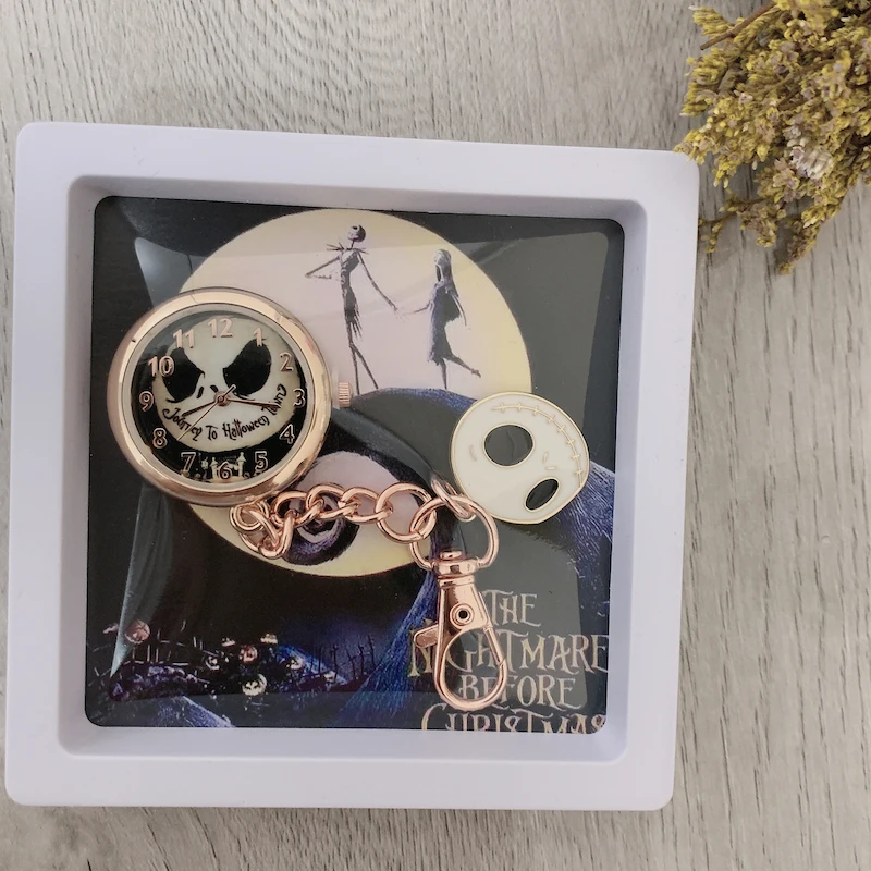 

On sale unique the nightmare before Christmas cartoon gold chain thin pocket watch