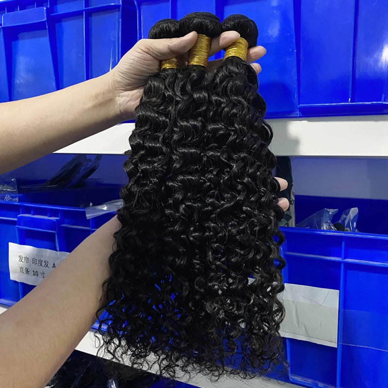 

Unprocessed cuticle aligned human raw Indian hair curly bundles extension cheap wholesale virgin hair vendors