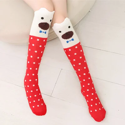 

Fox Cat Animal Cartoon Baby Girls Striped Tube Socks Kids Combed Cotton Knee High Kids Socks