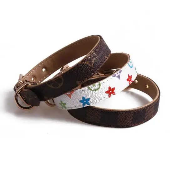 

High Quality Natural PU Genuine Leather Dog Cat Printing Collar Luxury Dog Collar