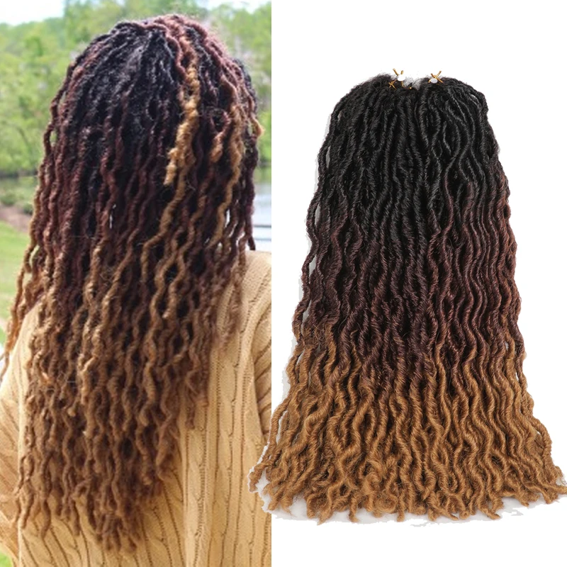 

Crochet hair wavy faux locs Gpsy locs 18inch 24strands Synthetic Hair Extension