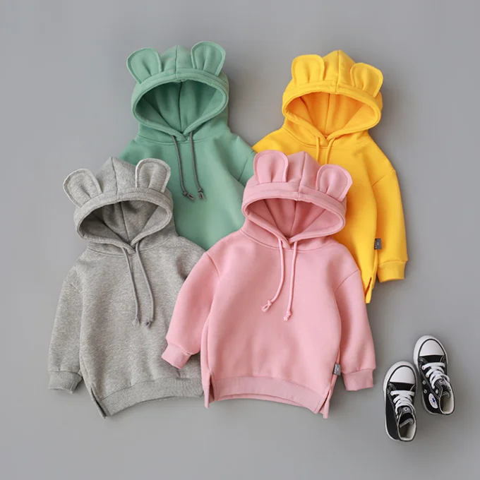
KS1282 Multi color blank toddler cute bear ears hoodie baby 