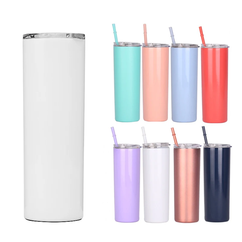 

Stainless steel sublimation tumbler cups in bulk 20oz skinny straight double wall, Customized colors acceptable