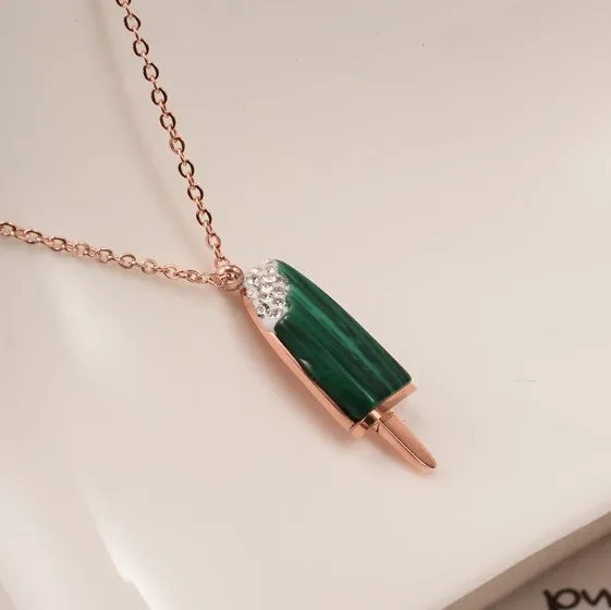 

Newest design Ice Cream Jewelry 18K Gold Stainless Steel Cute Diamond Pendant Necklace