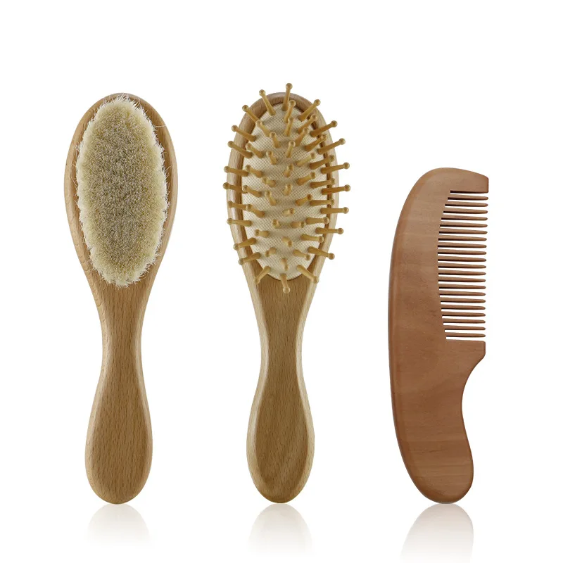 

Natural Wooden Baby Hair Brush And Comb 3Pcs/Set For Newborns And Toddlers M340