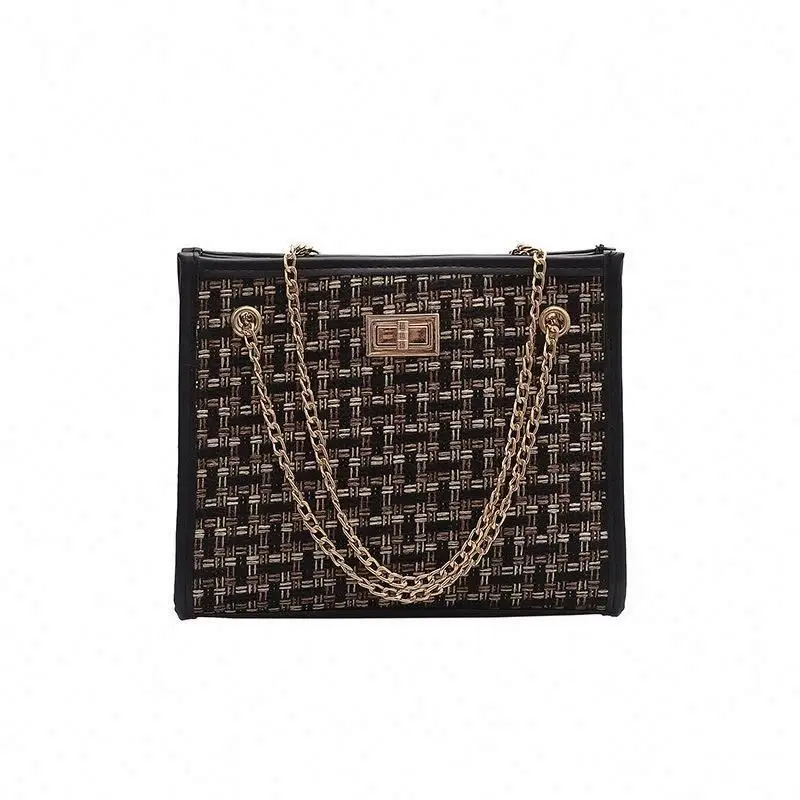 

Fashion Plaid Shoulder Messenger Bag For Women Woolen Chain Portable Butterfly Handbags Purse Lady Small Square Crossbody