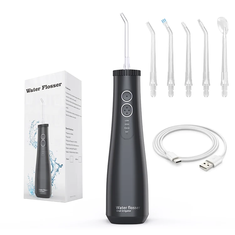 Baolijie Portable Ipx7 Waterproof Black Cordless Usb Rechargeable Electric Teeth Cleaning Dental Water Flosser Floss Jet