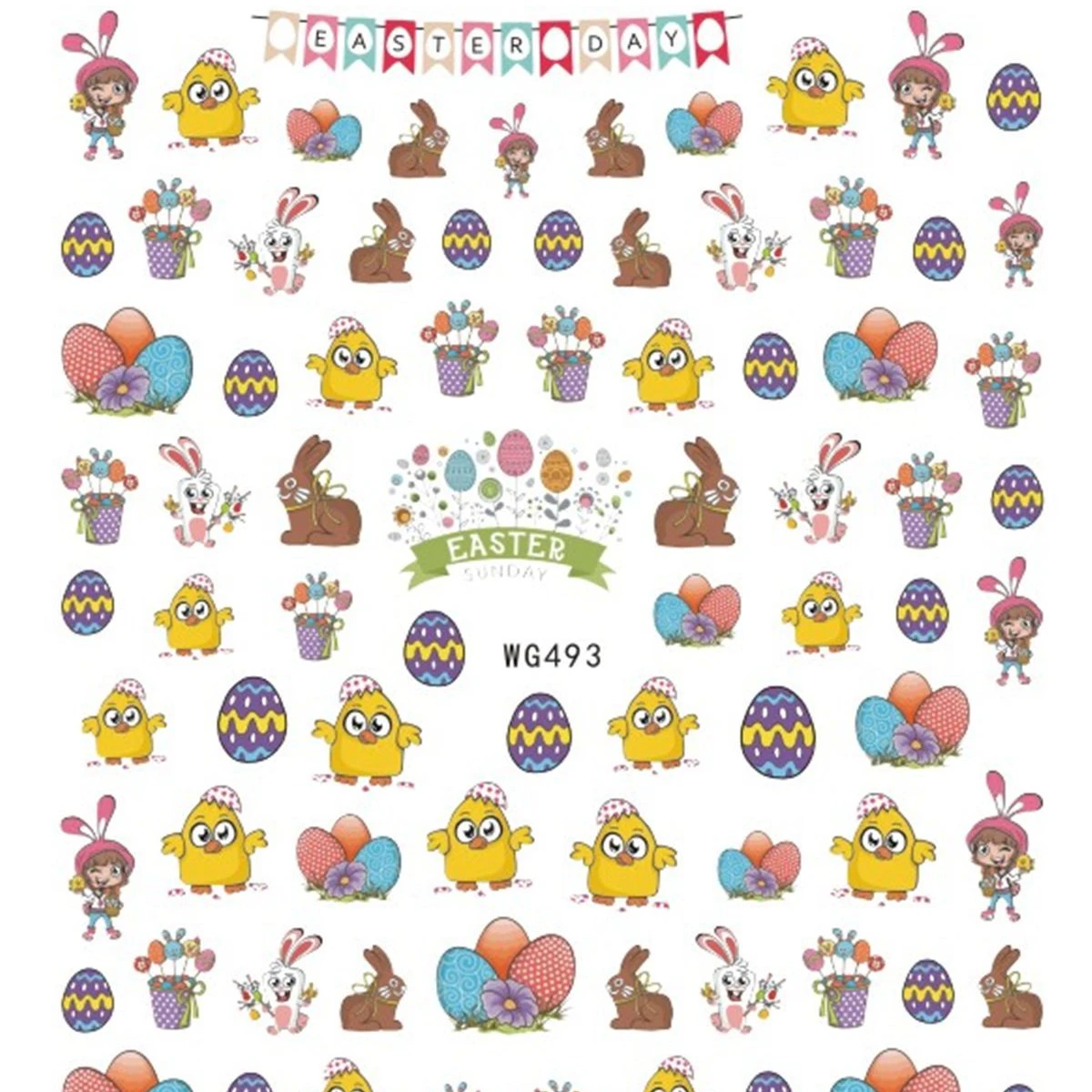 

Easter Nail Art Stickers Bunny Nail Sticker Self-Adhesive Nail Tips Decorations